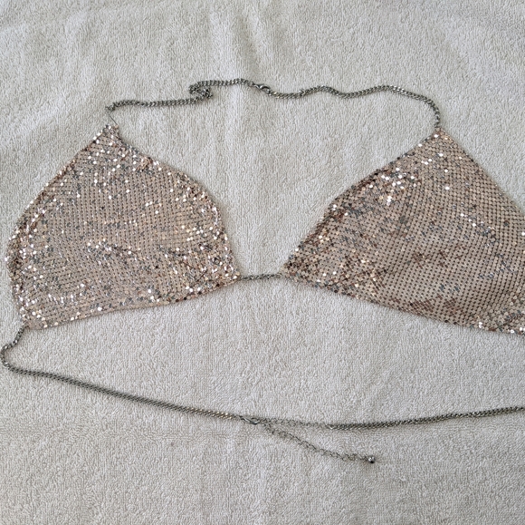 Silver Tone Metal Chain Link Bra - Picture 6 of 6